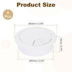 uxcell 5 Pcs 53mm (2.09 Inch) Desk Grommet, Plastic Cable Hole Cover, Wire Cord Cable Organizer for Home Office Computer Desk Cabinet, White