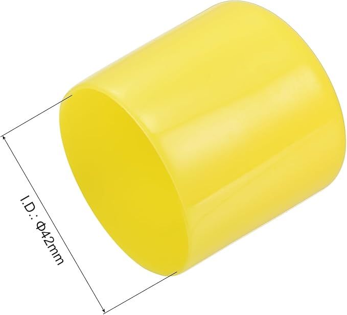 uxcell 4pcs Rubber End Caps 42mm ID Vinyl Round Tube Bolt Cap Cover Screw Thread Protectors Yellow, 40mm Height