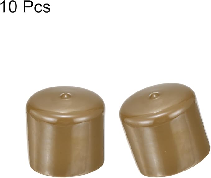 uxcell 10pcs Rubber End Caps 49mm(2") ID Vinyl Round End Cap Cover Screw Thread Protectors Light Brown