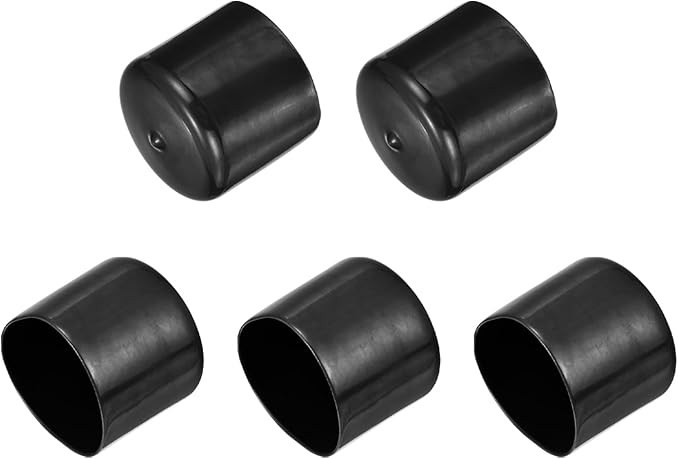 uxcell 5pcs Rubber End Caps 1 15/16"(49mm) ID Vinyl PVC Round Tube Bolt Cap Cover Screw Thread Protectors Black