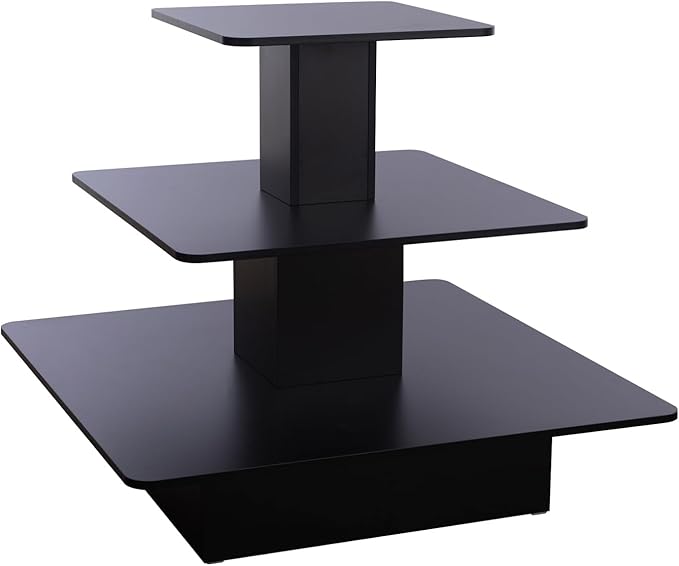 WISDOMFUR 3 Tier Squre Display Table – Multi-Colors, 48"" x 48"" x 42"" (Black), 3TR4848