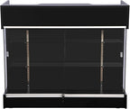 Ledge Top Counter with Showcase, 4ft – Tempered Glass Display Case with Locking Front, Sliding Doors, Drawers & Shelves – Retail Store Counter Cabinet (Black)