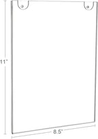 BlueValley Acrylic Sign Holder 8.5 x 11 Wall Mount - Vertical Clear Paper Display Holder with Mounted Tapes & Screws for Flyer, Document, Menu, Picture - Plastic Wall Frames for Offices, Homes, Restaurants, Stores - 12 Pack