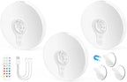Rechargeable Puck Lights with Remote, 3 Pack Magnetic Under Cabinet Lighting, 1500mAh Battery Operated LED Tap Lights with Dimmer & Timmer for Kitchen, Closet, Shelf - 3 Color Temps & 12 RGB, White