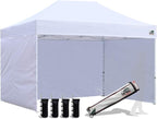 Eurmax USA 8'x12' Pop-up Canopy Tent Commercial Instant Canopies with 4 Removable Zipper End Side Walls and Roller Bag, Bonus 4 SandBags(White)
