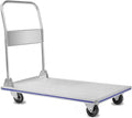 LEADALLWAY 48" L X 24" W Super Large Foldable Push Cart Aluminum Alloy Platform Cart with 4-Wheel 1000lbs