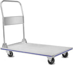 LEADALLWAY 48" L X 24" W Super Large Foldable Push Cart Aluminum Alloy Platform Cart with 4-Wheel 1000lbs