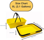 SAMMART Collapsible Basket with Handle 8L (2.1 Gallon)- Portable Outdoor Picnic Basket/Crate - Foldable Basin for Washing Dishes,Camping,Hiking (Golden Yellow)