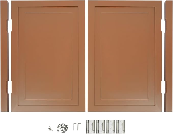 Solid Wood Interior Swing Door with Metal Hinges - Swinging Cafe Doors for Kitchen, Stairs, Bedroom Entrance & Partition (Brown, 47.2"X35.43")