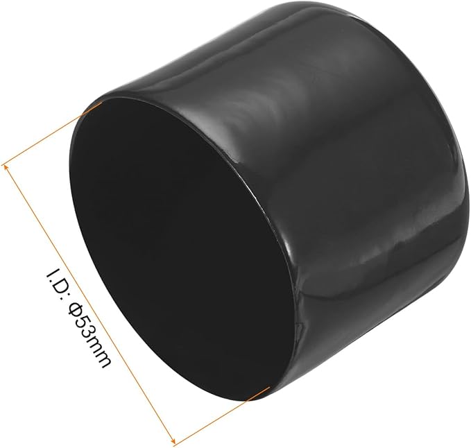 uxcell 4pcs Rubber End Caps 53mm ID Vinyl Round End Cap Cover Screw Thread Protectors Black, 40mm Height