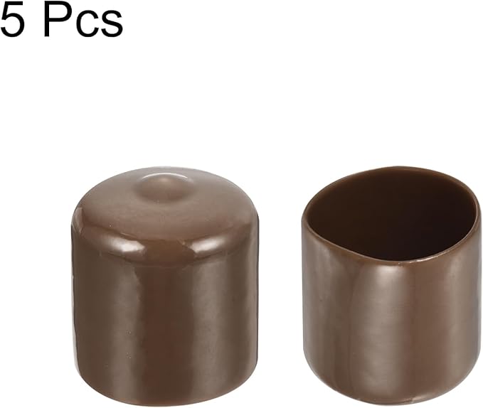 uxcell 5pcs Rubber End Caps 29mm(1 1/8") ID Vinyl PVC Round Tube Bolt Cap Cover Screw Thread Protectors Brown