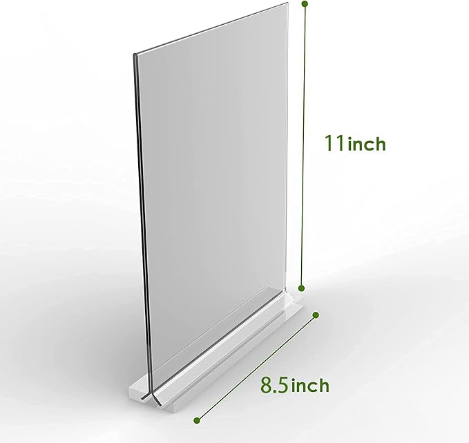 Acrylic Sign Holder 8.5x11 Inches 6 Pack T Shape Desktop Display Stand Vertical Double Sided Clear Table Menu Flyer Holder for Restaurants, Office, Shop, Wedding