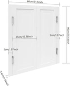 Solid Wood Interior Swing Door with Metal Hinges - Swinging Cafe Doors for Kitchen, Stairs, Bedroom Entrance & Partition (White, 31.5"X35.43")