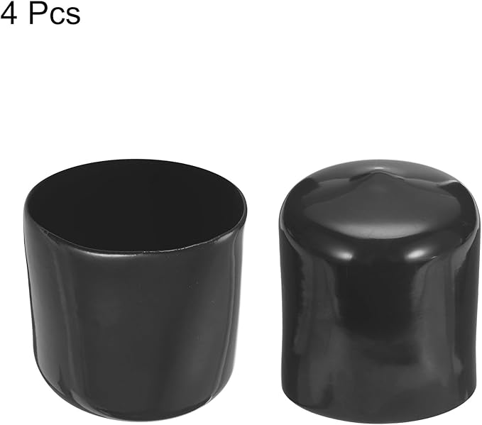 uxcell 4pcs Rubber End Caps 41mm ID Vinyl Round End Cap Cover Screw Thread Protectors Black, 40mm Height