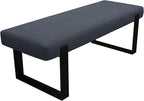 VANT Upholstered Bed Bench - Ribbed Midnight Blue - Matte Black - Contemporary Modern, Bedroom Bench Seat, Hallway, or Entryway