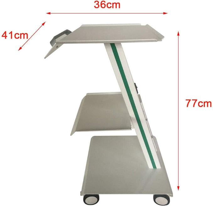 Medical Cart with Power Outlet, 3-Tier Mobile Clinic Trolley with Locking Wheels & Adjustable Tray, 132LBS Heavy Duty for Dental, Hospital & Salon Use