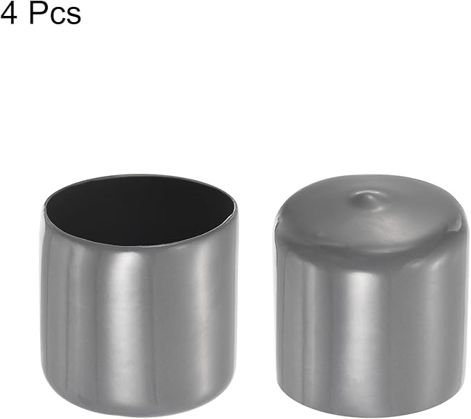 uxcell 4pcs Rubber End Caps 43mm ID Vinyl Round End Cap Cover Screw Thread Protectors Dark Grey, 40mm Height