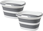 Large Collapsible Bucket 16L Two-Pack - Upgraded, Lightweight & Portable Water Bucket for House Cleaning, Camping, Storage - Space-Saving & Multiuse Cleaning Mop Bucket - Grey (2 Pack)