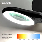 Neatfi 1,200 Lumens Super LED Magnifying Lamp with Clamp, Dimmable, Includes Microfiber Cleaning Cloth, 5 Inch Diameter Lens for Reading, Sewing, Crafting (Black, 8 Diopter)