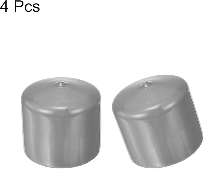 uxcell 4pcs Rubber End Caps 48mm ID Vinyl Round End Cap Cover Screw Thread Protectors Light Gray, 40mm Height