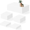 Large Buffet Risers Set of 5, 16"x8"x5" Display Stands, White Acrylic Food Risers for Party, Dessert Table, and Catering, Nesting and Stackable Display Risers