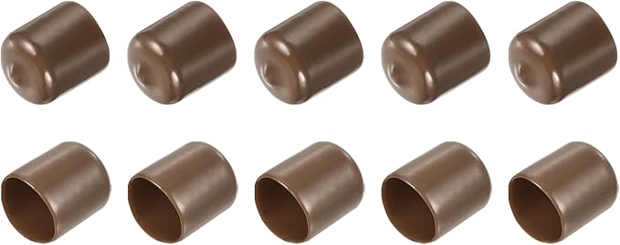 uxcell 10pcs Rubber End Caps 19mm(3/4") ID Vinyl Round End Cap Cover Screw Thread Protectors Brown