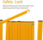 GYMTIME Metal Expandable Barricade, Portable Safety Barrier with Casters, Mobile Folding Scissor Gate, Aluminum Retractable Fence for Indoor Outdoors, 0-180 Degree Rotating, 23.6 Feet, Yellow