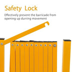 GYMTIME Expandable Metal Barricade Gate, Portable Safety Barrier with Casters, Folding Security Gate, Mobile Retractable Fence, 0-180 Degree Rotating, 23.6 Feet, Yellow