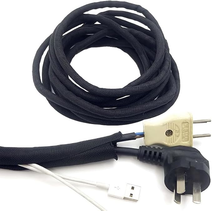Braided Split Wire Loom Black Wire Cover Protective Harness Tubing Cable Management Self Wrap Cord Sleeve Mesh Woven 1/2"-35ft