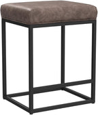 MAISON ARTS Counter Height 24" Bar Stools Set of 2 for Kitchen Counter Backless Modern Barstools Industrial Upholstered Faux Leather Stools Farmhouse Island Chairs, (24 Inch, Brown)
