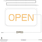 16"x 9" Ultra Bright 12V Neon Open Sign for Business, LED Open Neon Sign, Electric Light up Signs for Stores, Restaurants Offices Retail Shops Window (Yellow-White-Horizontal)