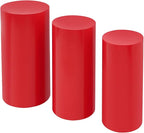 Eapmic Pedestal Stands for Party, Cake Pedestal Stand, Dessert Table Display Plinth Pillars, Sculpture Display Column Decoration Cube for Wedding Birthday (Red, Cylinder-3Pcs(27.56"+26"+23.62"))