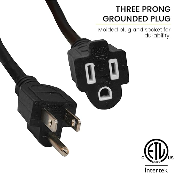 Go Green Power Inc. 16/3 50ft Black Outdoor Extension Cord - Durable, Heavy Duty, Moisture Resistant - Ideal for Tools & Equipment - GG-13750BK