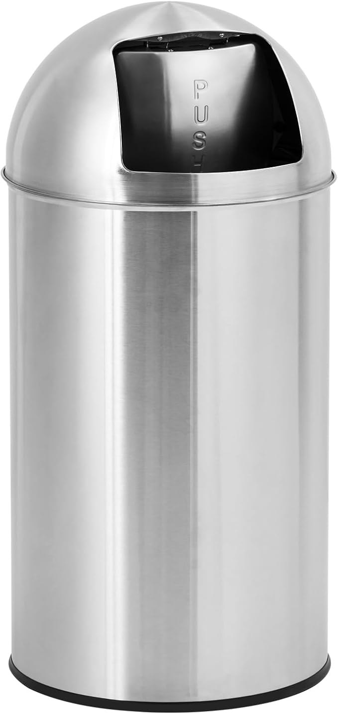 18.5 Gallon (70 L) Heavy Duty Stainless Steel Trash Can with Push Lid, Removable Inner Bucket, Durable Outdoor Garbage Bin for Commercial Use