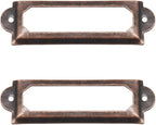 40-Pack Office Library File Drawer Cabinet Card Tag Label Holder Metal Frame (Antique Copper)