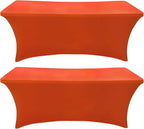 SEPARO 2 Pack 6 Ft Orange Table Cover Fitted Rectangular Tablecloth Stretchable Fabric Table Cloth 6 ft Wrinkle-Free for Party Tradeshows Banquet Weddings Cocktail