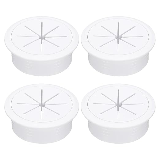 uxcell 4 Pcs Desk Grommet, 2.09 inch 53mm Desk Cable Hole Cover Wire Hole Insert for Home Office Table Cabinet Cord Organizer, White