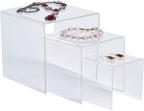 SSWBasics Square Nesting Clear Acrylic Display Risers - 3 , 4 , 5 Square - Set of 3