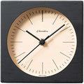 Wooden Desk Clock Japanese Handcrafted Solid Wood Clock Silent Non-Ticking Battery Operated Modern Decorative for Living Room Bedroom Office LINE Desk Clock CH-075 (Black)