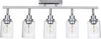 5-Light Track Lighting Kit Ceiling Kitchen Track Lighting Fixtures Chrome Bathroom Vanity Wall Lights with Clear Glass Multi-Directional Rotating Tracking Light Heads Spotlight for Accent Shop
