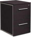nbf signature series at Work Office Files Pedestal Cabinet - Two Drawer File Cabinet with Lock - Espresso Laminate Office Filing Cabinets - 26.46" H Modern Mobile File Cabinet Document Storage