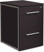 nbf signature series at Work Office Files Pedestal Cabinet - Two Drawer File Cabinet with Lock - Espresso Laminate Office Filing Cabinets - 26.46" H Modern Mobile File Cabinet Document Storage