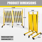Metal Expandable Barricade, 17 Feet Retractable Fence Outdoor, Mobile Safety Barrier Gate, Easily Assembled Expanding Gate with Casters, Collapsible Accordion Barricade Gate Outdoor (17 FT)