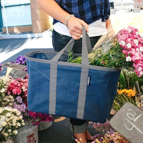 CleverMade EcoBasket Collapsible Tote Bags, 30L Capacity, Black, Set of 3