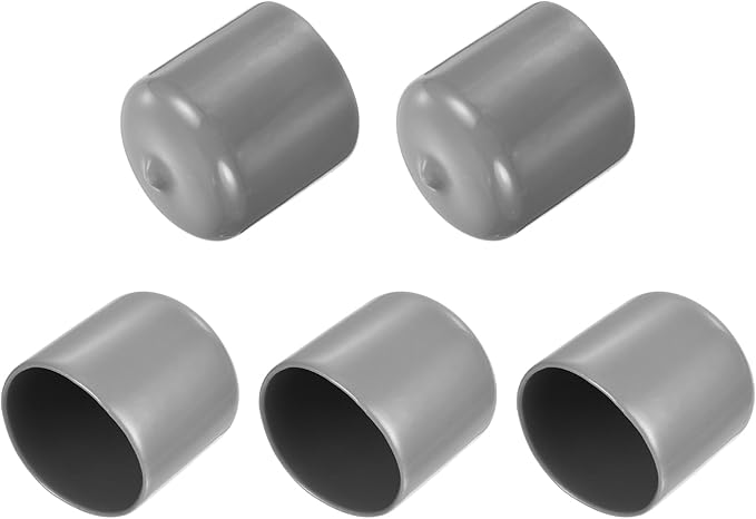 uxcell 5pcs Rubber End Caps Protective Caps 30mm ID Vinyl PVC Round Tube Bolt Cap Cover Screw Thread Protectors Light Gray