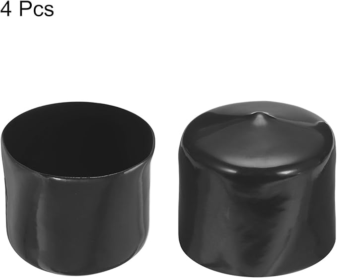 uxcell 4pcs Rubber End Caps 46mm ID Vinyl Round End Cap Cover Screw Thread Protectors Black, 40mm Height