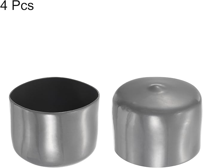 uxcell 4pcs Rubber End Caps 59mm ID Vinyl Round End Cap Cover Screw Thread Protectors Dark Grey, 40mm Height
