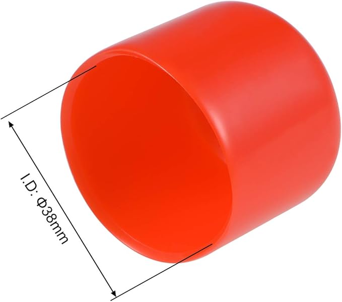 uxcell 4pcs Rubber End Caps 38mm ID Vinyl Round End Cap Cover Screw Thread Protectors Red, 40mm Height