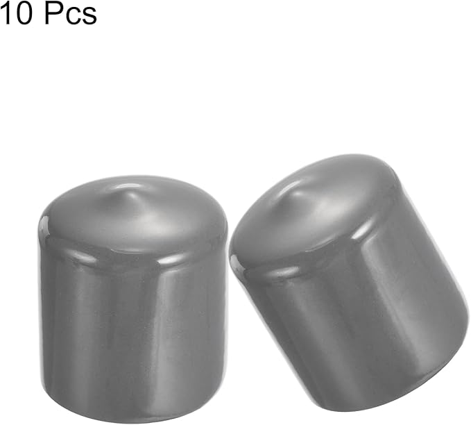 uxcell 10pcs Rubber End Caps 31mm(1.2") ID Vinyl Round End Cap Cover Screw Thread Protectors Dark Grey