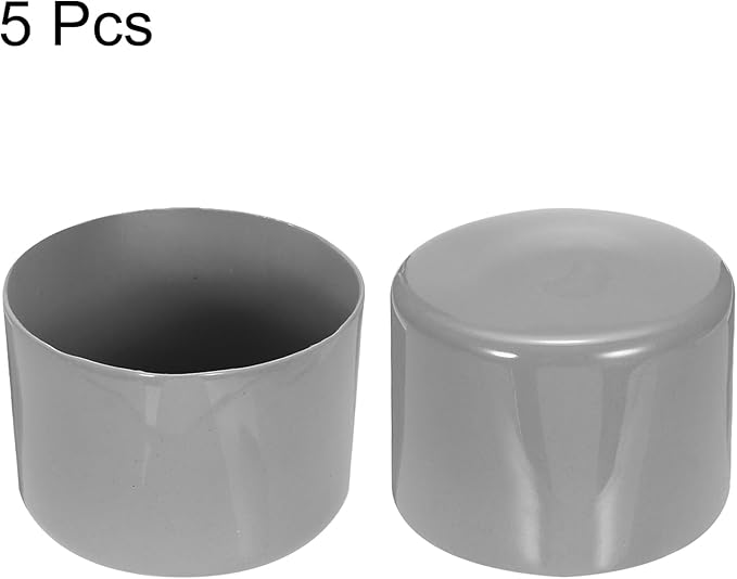 uxcell 5pcs Rubber End Caps Protective Caps 60mm ID Vinyl PVC Round Tube Bolt Cap Cover Screw Thread Protectors Light Gray
